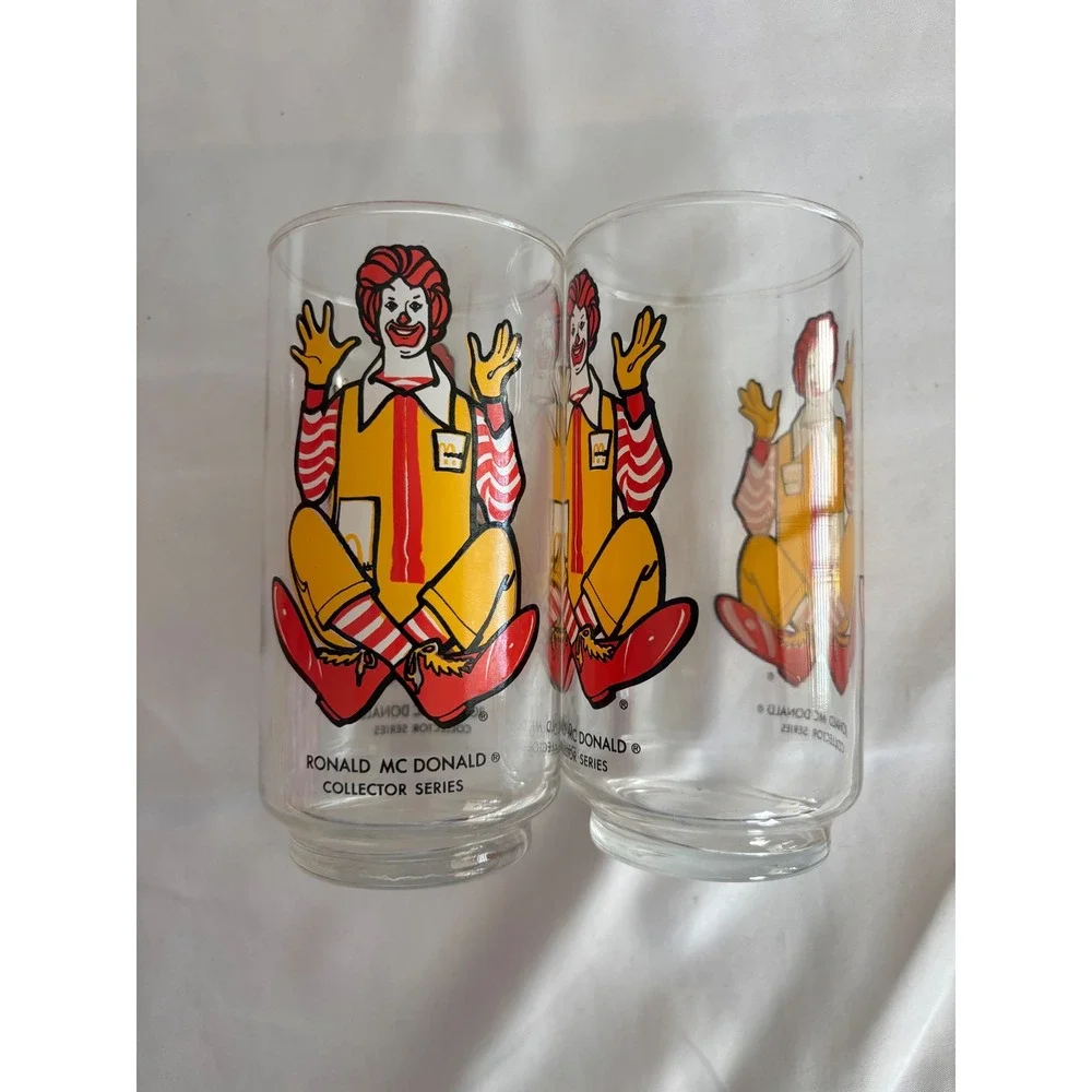 Vintage Ronald McDonald Collector Series Glass Cups Pair McDonald's‎